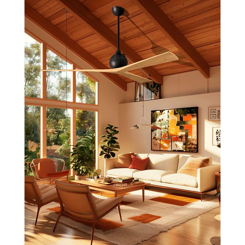 Image 5 Irene.3 48"W 3 Blade Matte Black Paddle Fan w/ Light Maple Blades more views