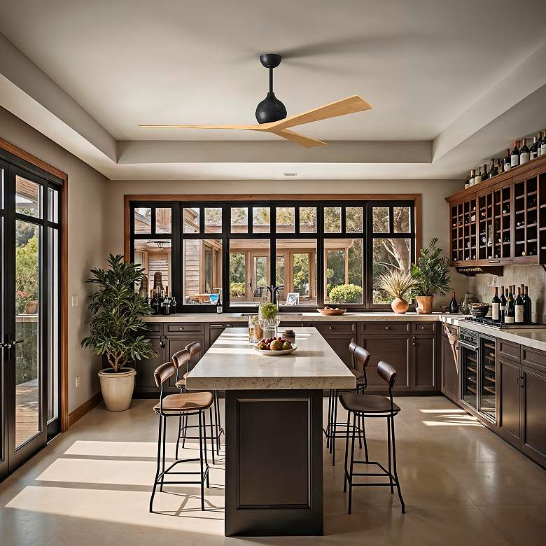 Image 7 Irene.3 48"W 3 Blade Matte Black Paddle Fan w/ Light Maple Blades more views