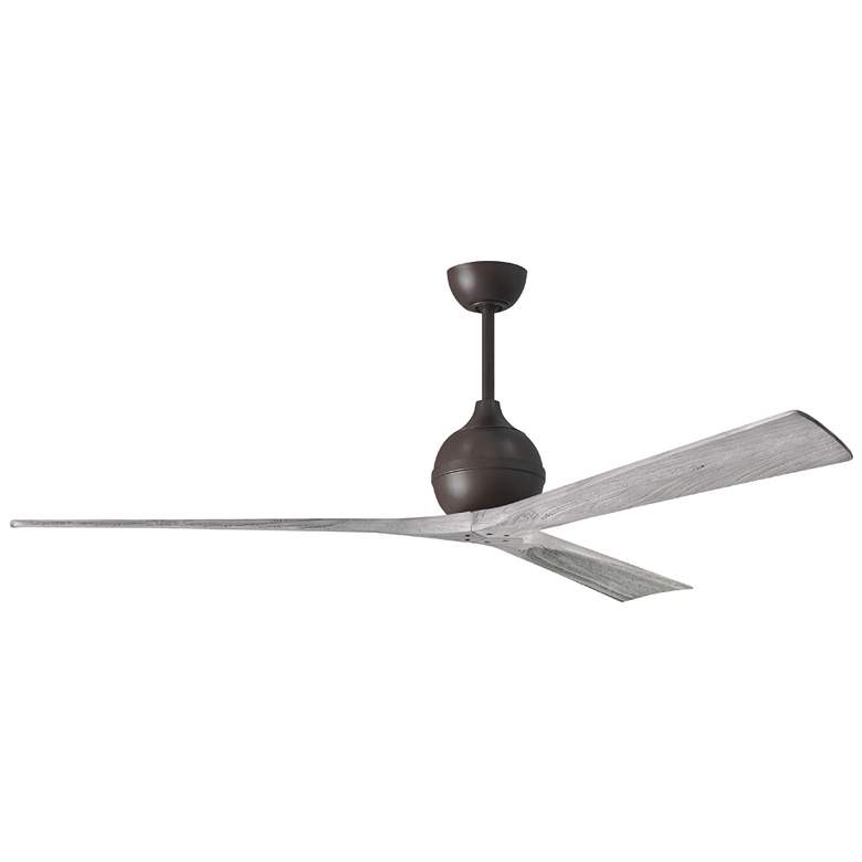 Image 1 Irene.3 60"W 3 Blade Textured Bronze Paddle Fan w/ Barn Wood Tone Blad