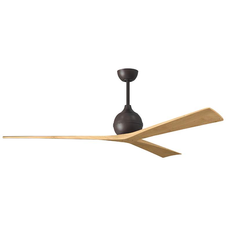 Image 1 Irene.3 60"W 3 Blade Textured Bronze Paddle Fan w/ Light Maple Blades