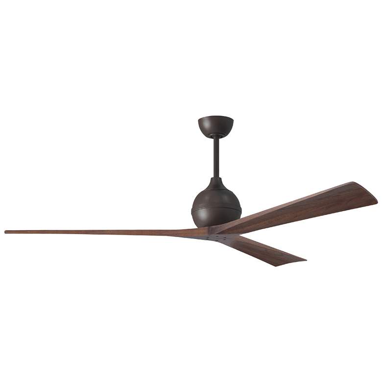 Image 1 Irene.3 60"W 3 Blade Textured Bronze Paddle Fan w/ Walnut Tone Blades