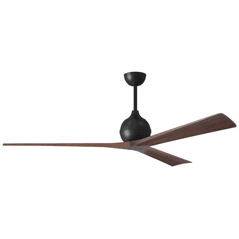 Image 1 Irene.3 64"W 3 Blade Matte Black Paddle Fan w/ Walnut Tone Blades
