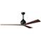 Irene.3 64"W 3 Blade Matte Black Paddle Fan w/ Walnut Tone Blades