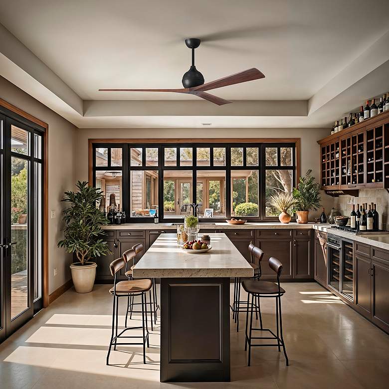 Image 6 Irene.3 64"W 3 Blade Matte Black Paddle Fan w/ Walnut Tone Blades more views