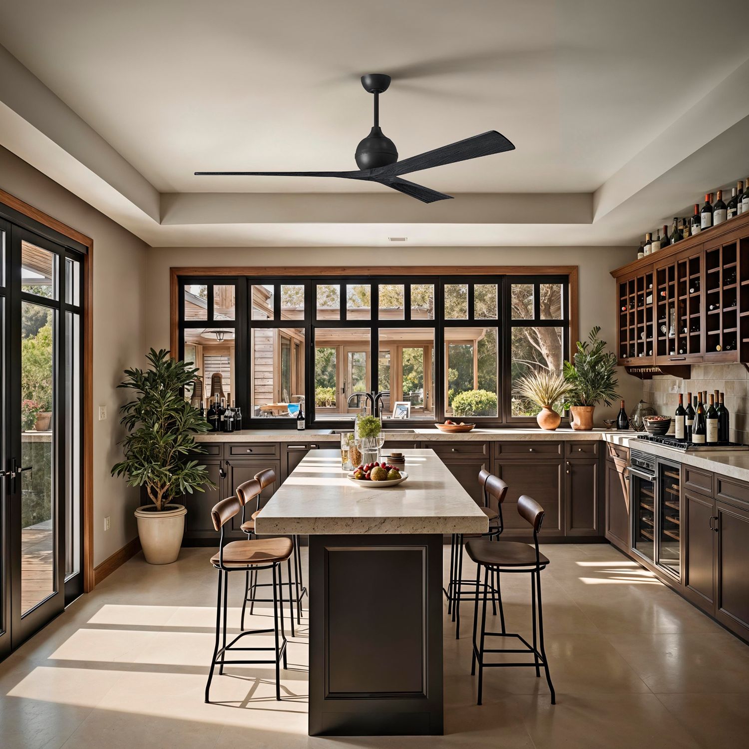 Image 5 Irene.3 72"W 3 Blade Matte Black Paddle Fan w/ Matte Black Blades more views