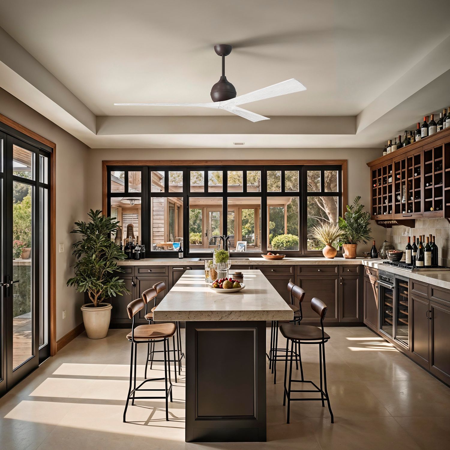 Image 5 Irene.3 72"W 3 Blade Textured Bronze Paddle Fan w/ Matte White Blades more views