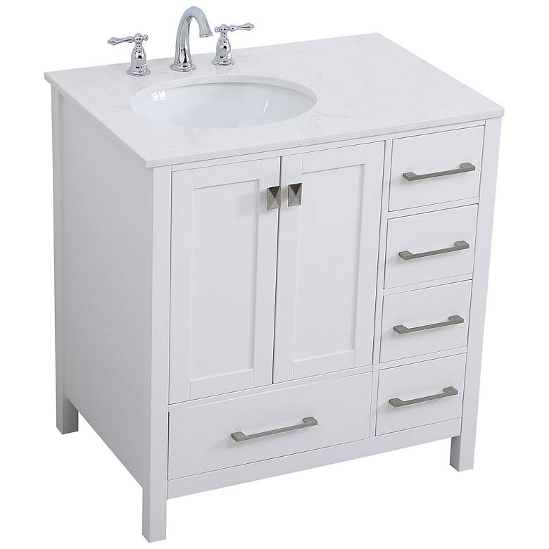Image 7 Irene 32" Wide White 2-Door 5-Drawer Single Sink Vanity more views