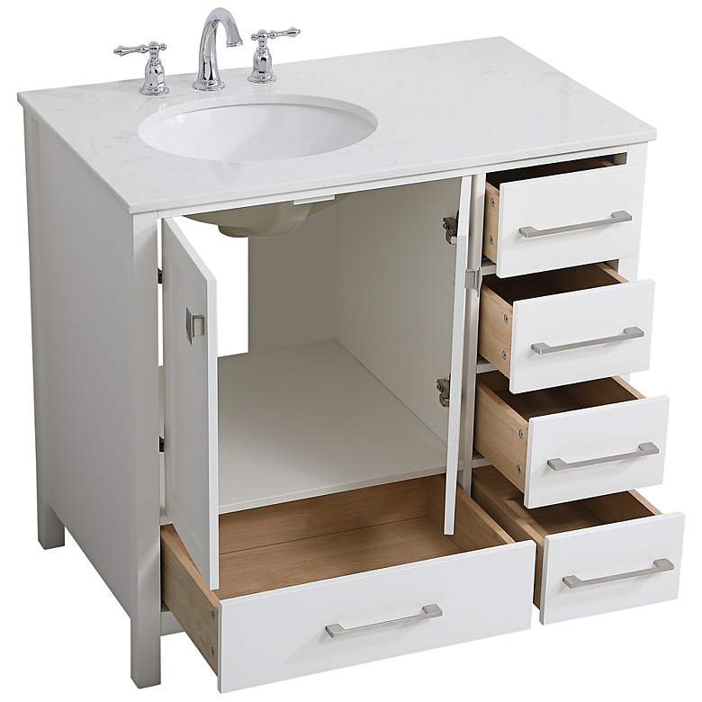 Image 7 Irene 36" Wide White Wood Single Sink Bathroom Vanity more views