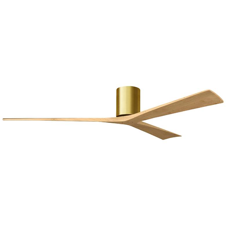 Image 1 Irene.3H 42"W 3 Blade Brushed Brass Paddle Fan w/ Light Maple Blades