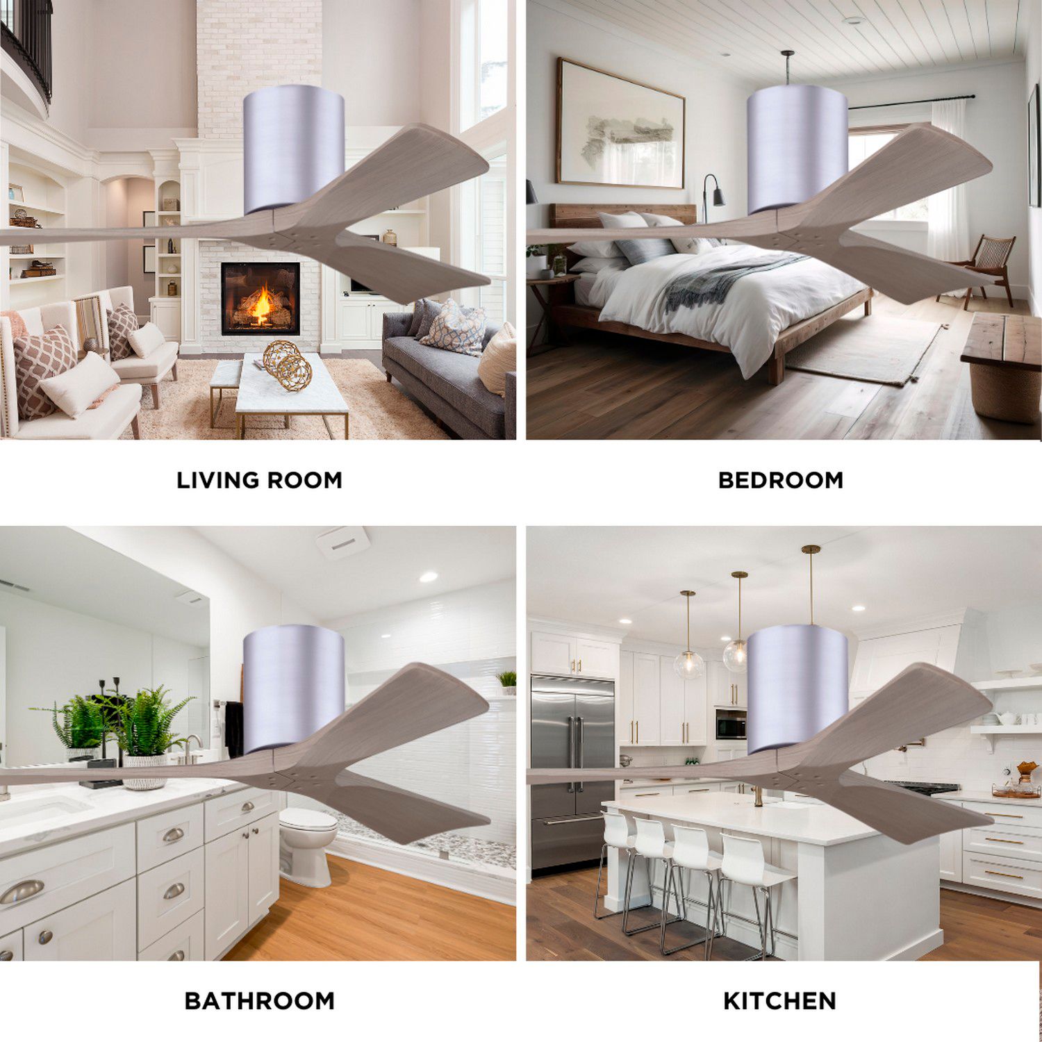 Irene.3H 42"W 3 Blade Brushed Nickel Paddle Fan w/ Gray Ash Tone Blade