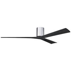 Irene.3H 42"W 3 Blade Polished Chrome Paddle Fan w/ Matte Black Blades