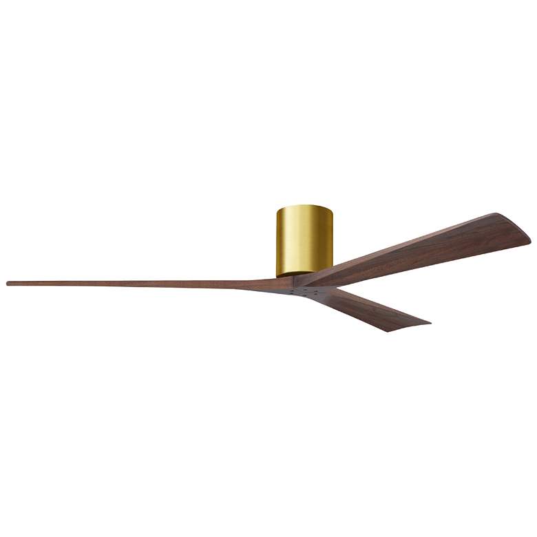 Image 1 Irene.3H 48"W 3 Blade Brushed Brass Paddle Fan w/ Walnut Tone Blades