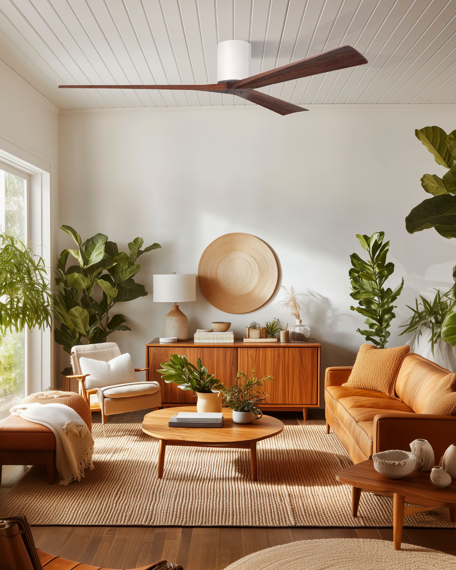 Image 5 Irene.3H 48"W 3 Blade Gloss White Paddle Fan w/ Walnut Tone Blades more views