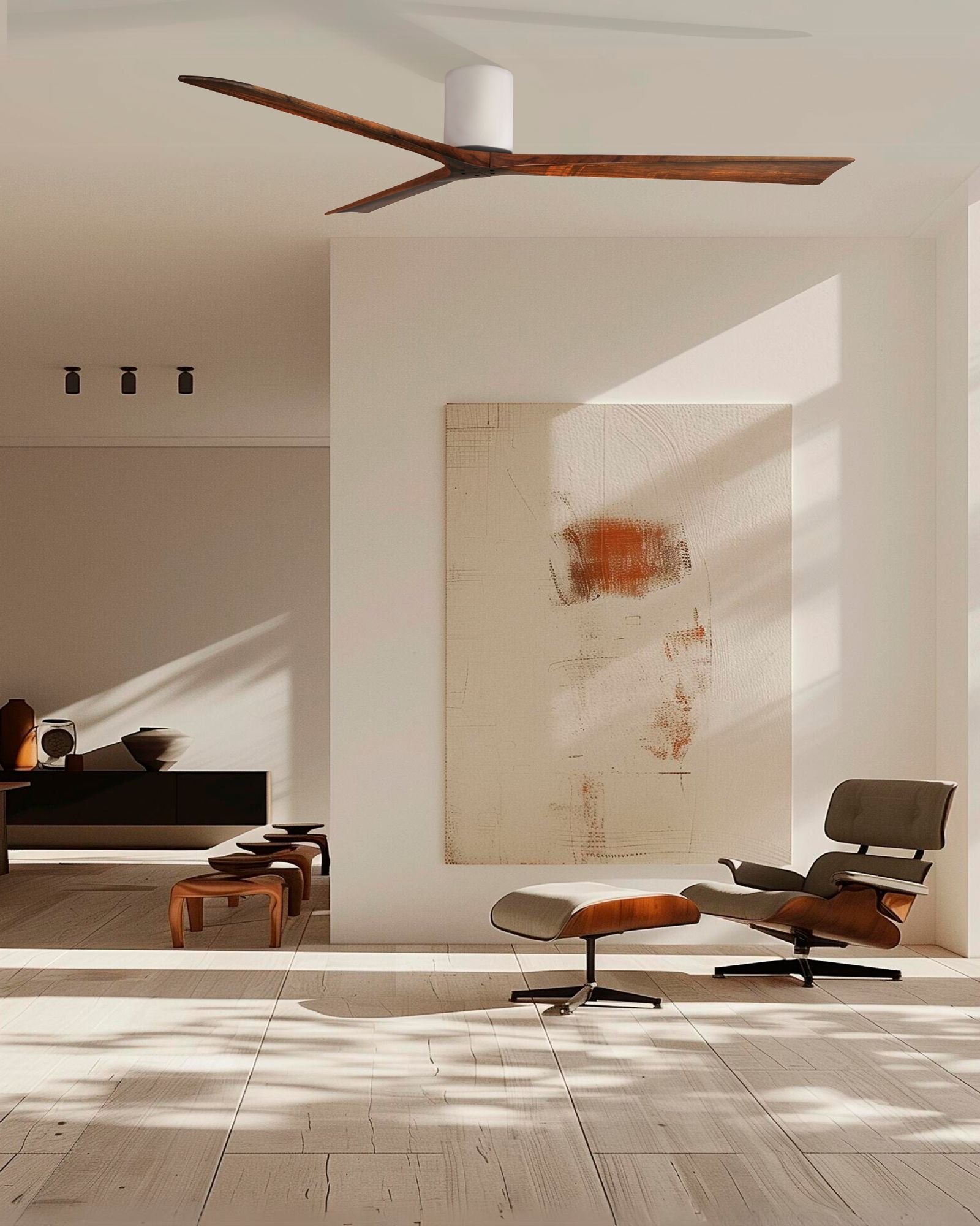 Image 6 Irene.3H 48"W 3 Blade Gloss White Paddle Fan w/ Walnut Tone Blades more views