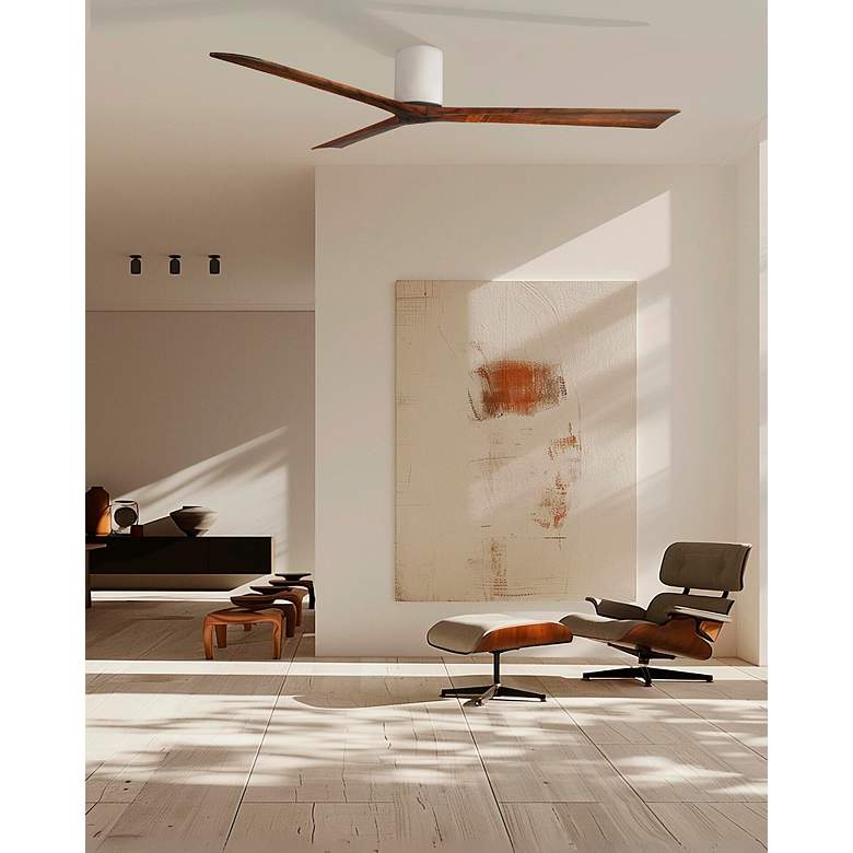 Image 6 Irene.3H 48"W 3 Blade Gloss White Paddle Fan w/ Walnut Tone Blades more views