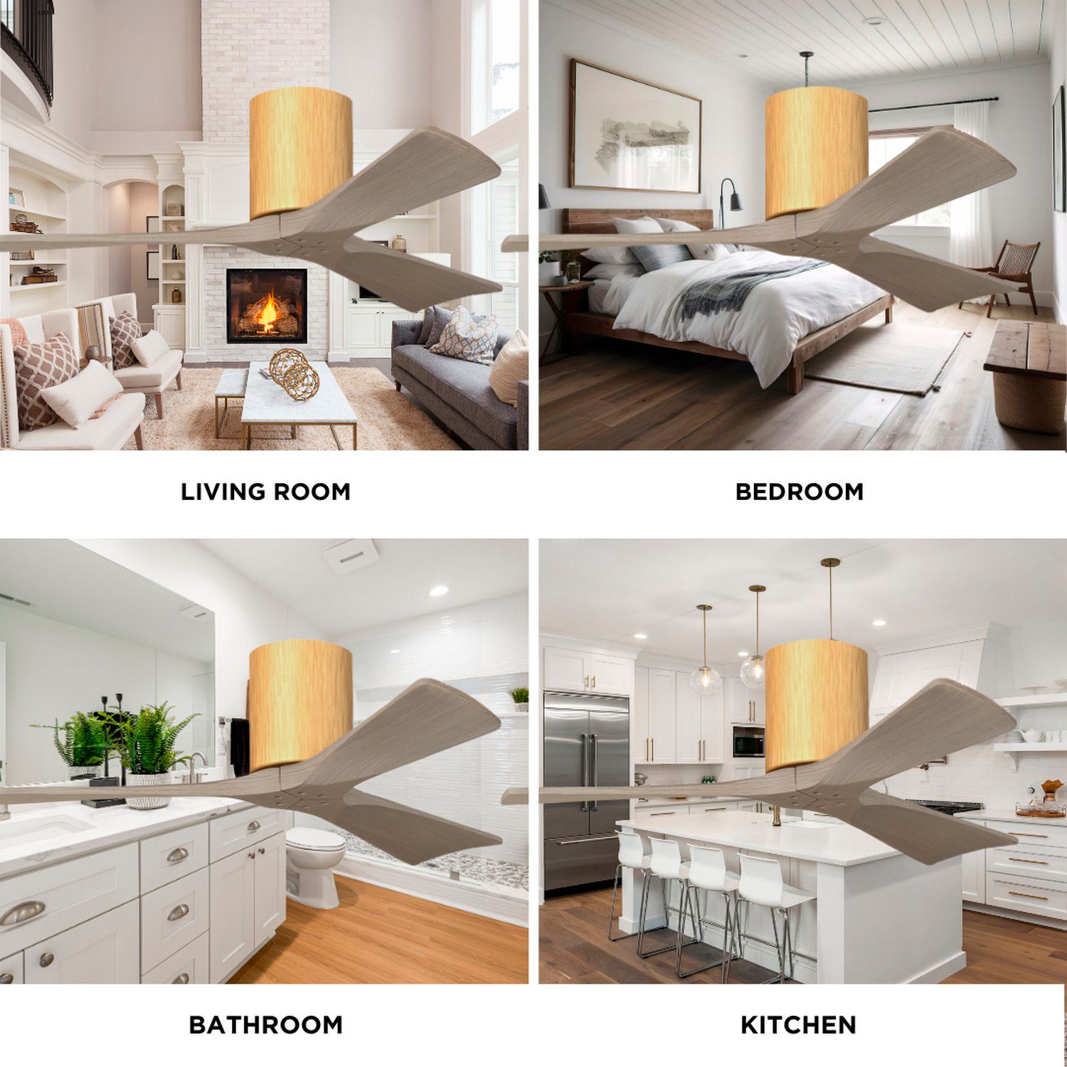 Irene.3H 48"W 3 Blade Light Maple Paddle Fan w/ Gray Ash Tone Blades