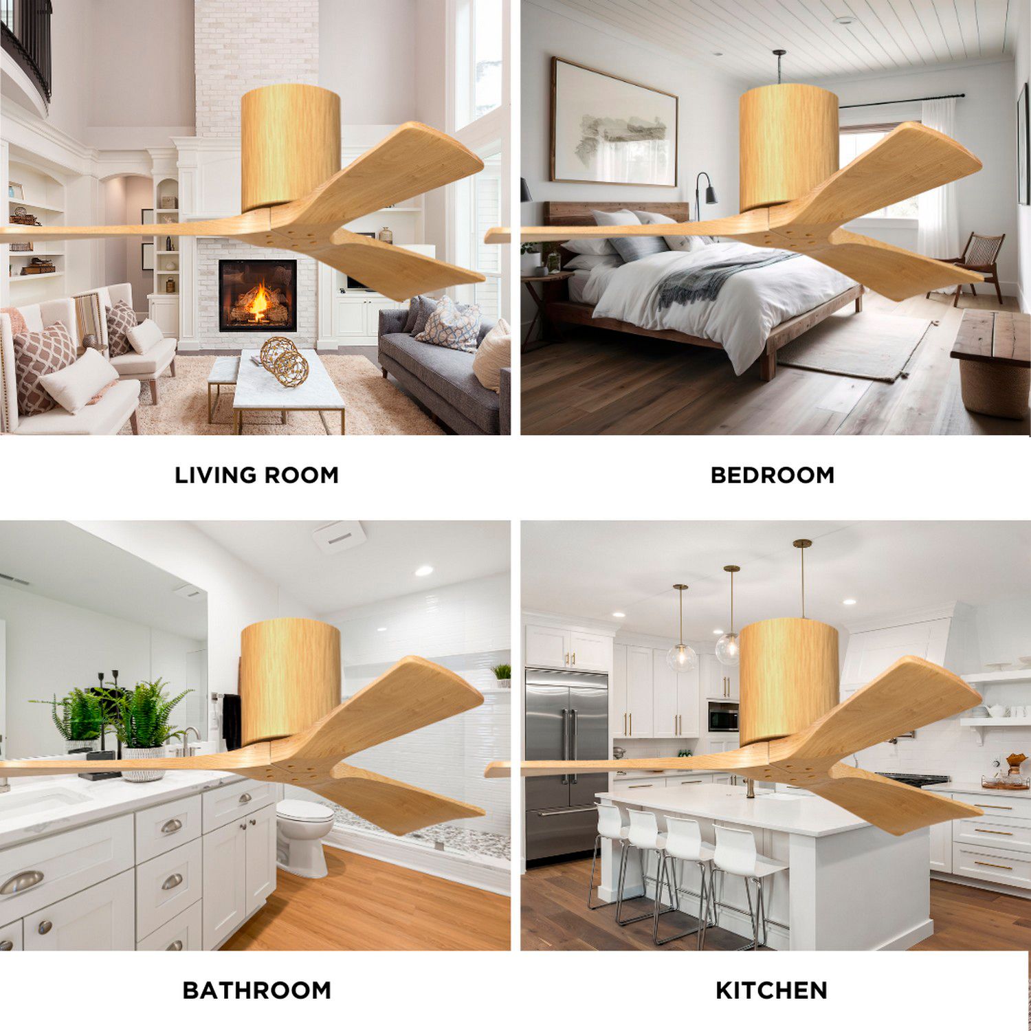 Irene.3H 48"W 3 Blade Light Maple Paddle Fan w/ Light Maple Blades