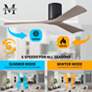 Irene.3H 48"W 3 Blade Matte Black Paddle Fan w/ Gray Ash Tone Blades