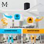 Irene.3H 48"W 3 Blade Matte Black Paddle Fan w/ Matte White Blades