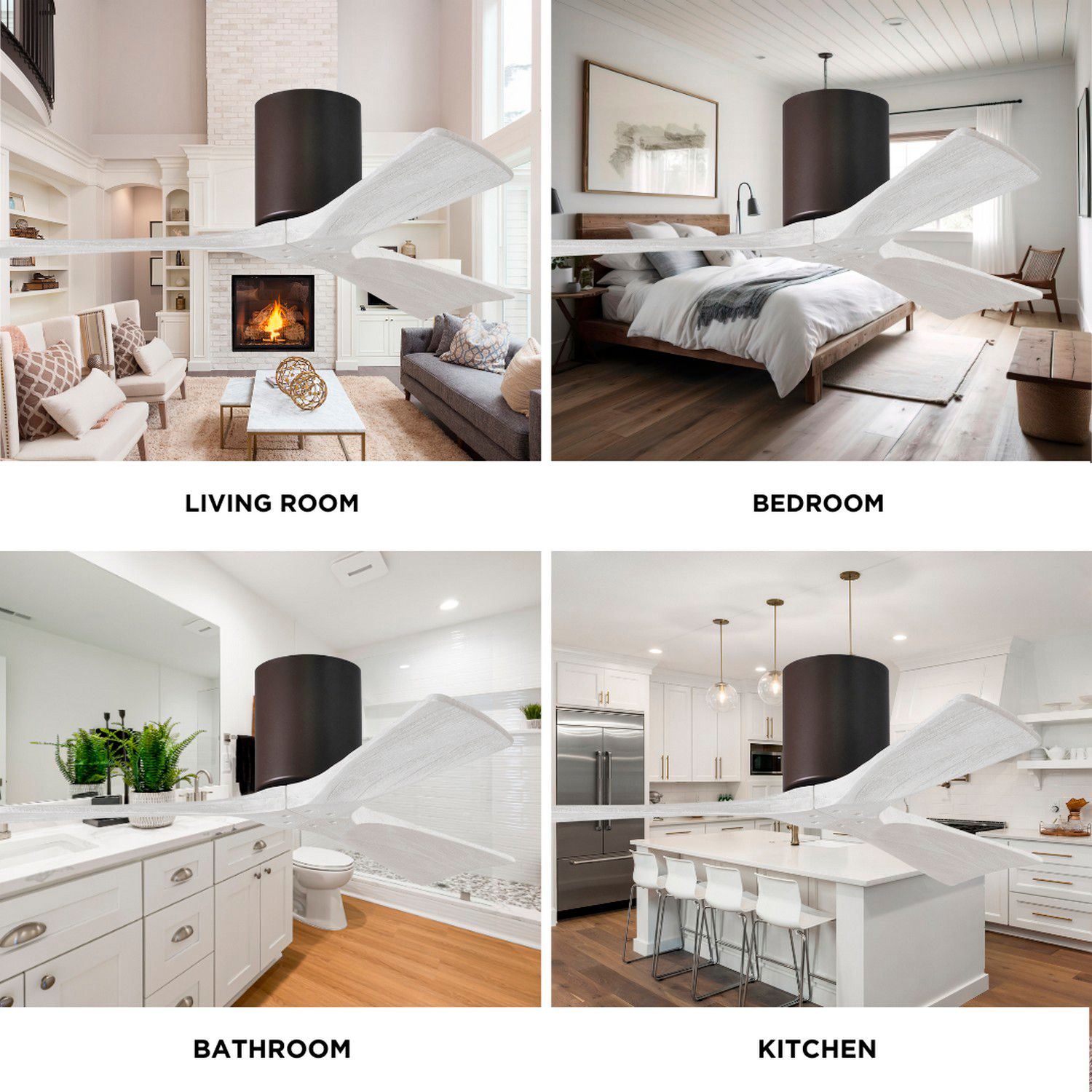 Irene.3H 48"W 3 Blade Textured Bronze Paddle Fan w/ Matte White Blades