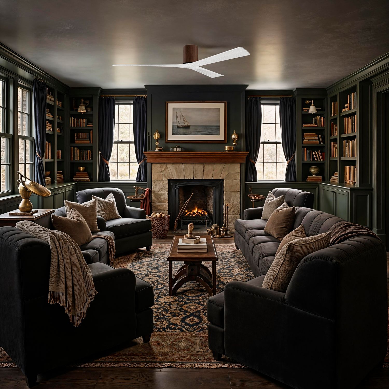 Image 5 Irene.3H 48"W 3 Blade Walnut Paddle Fan w/ Matte White Blades more views