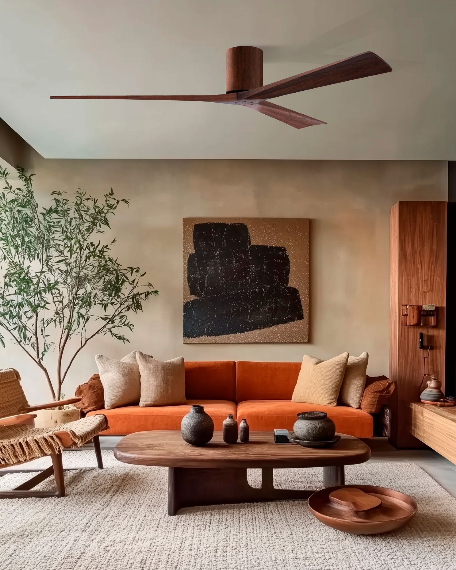 Image 5 Irene.3H 48"W 3 Blade Walnut Paddle Fan w/ Walnut Tone Blades more views