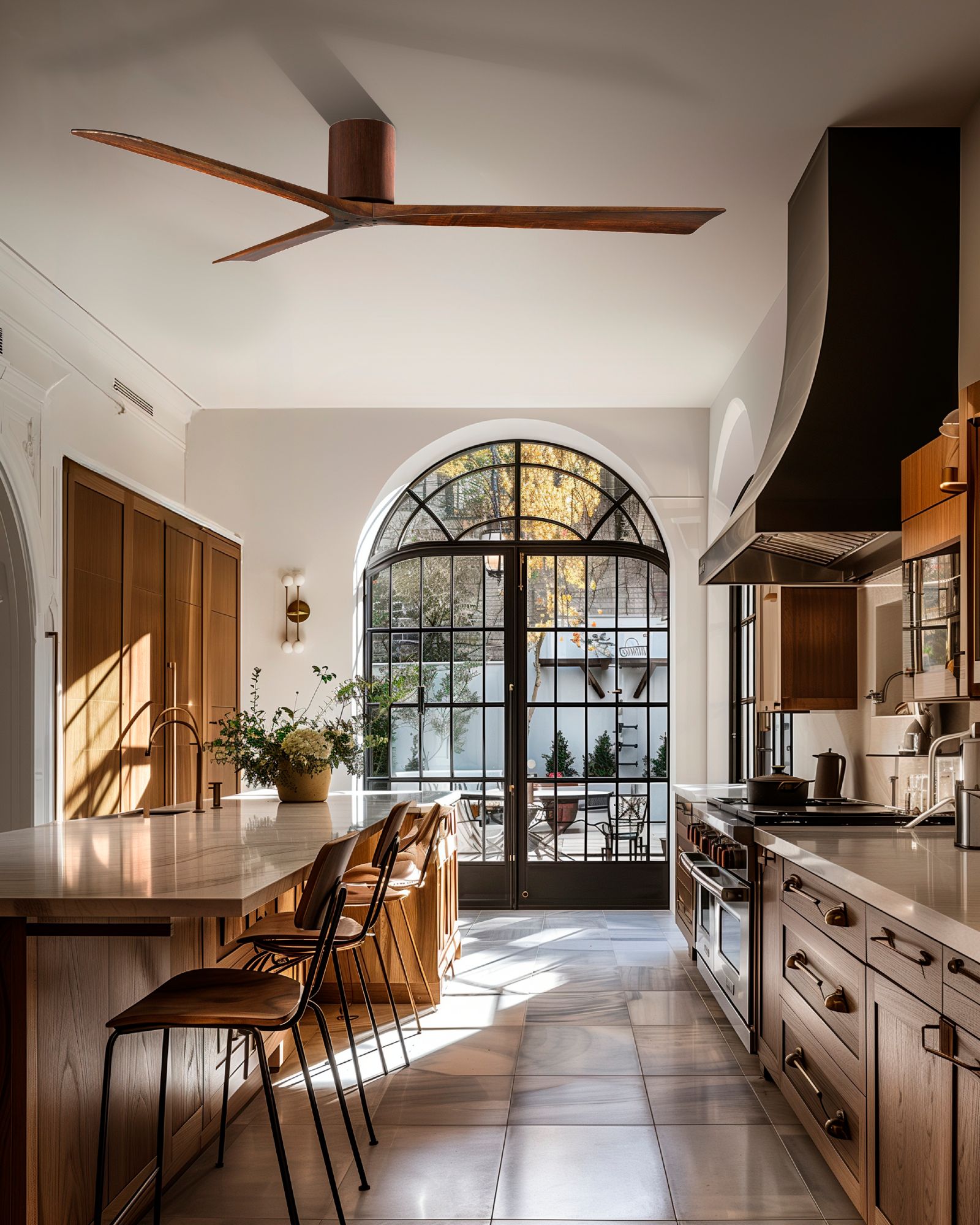 Image 6 Irene.3H 48"W 3 Blade Walnut Paddle Fan w/ Walnut Tone Blades more views