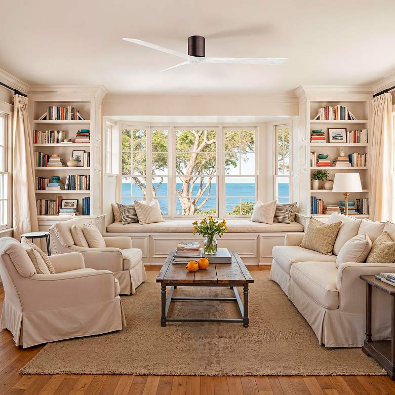 Image 5 Irene.3H 52"W 3 Blade Brushed Bronze Paddle Fan w/ Matte White Blades more views