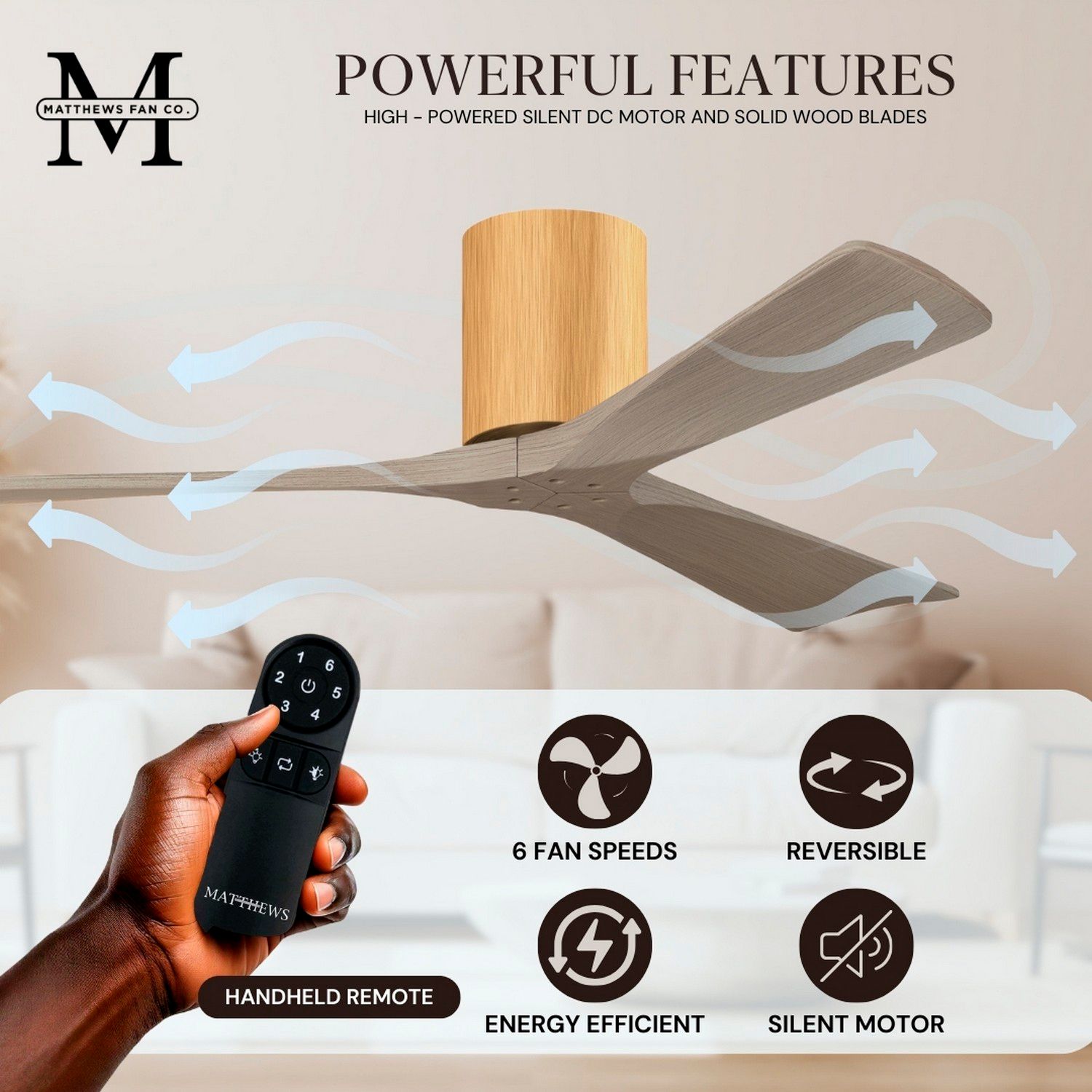 Image 7 Irene.3H 52"W 3 Blade Light Maple Paddle Fan w/ Gray Ash Tone Blades more views