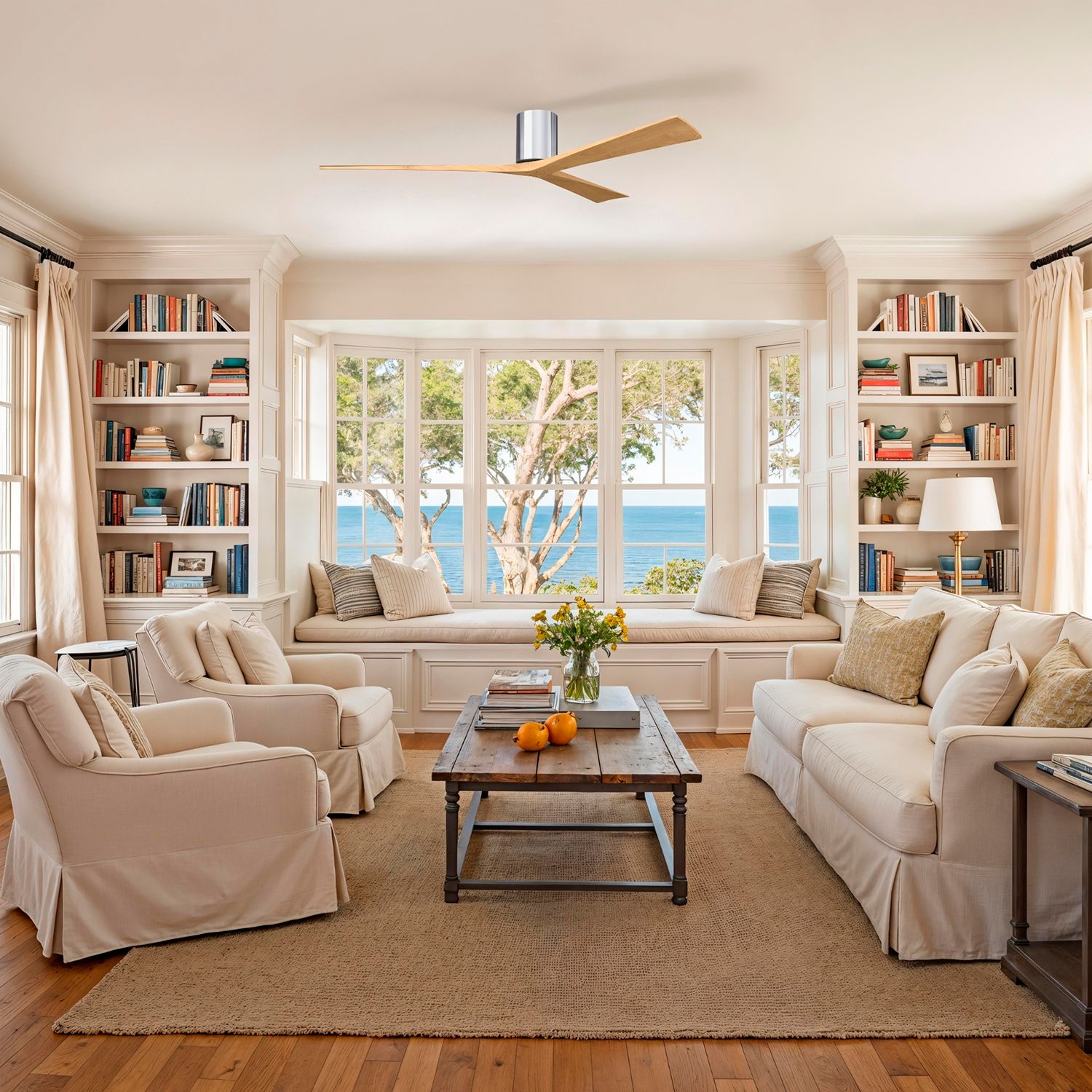 Image 5 Irene.3H 52"W 3 Blade Polished Chrome Paddle Fan w/ Light Maple Blades more views