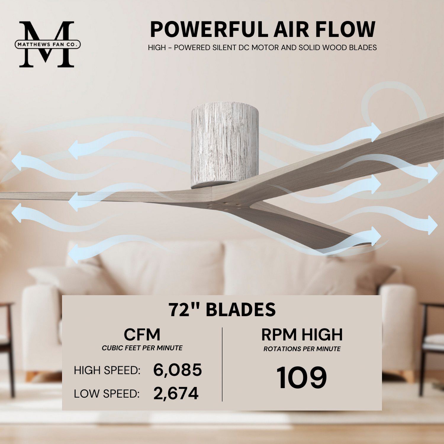 Irene.3H 60"W 3 Blade Barn Wood Paddle Fan w/ Gray Ash Tone Blades