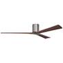 1_Irene.3H 60"W 3 Blade Brushed Pewter Paddle Fan w/ Walnut Tone Blades