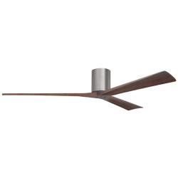 Irene.3H 60"W 3 Blade Brushed Pewter Paddle Fan w/ Walnut Tone Blades