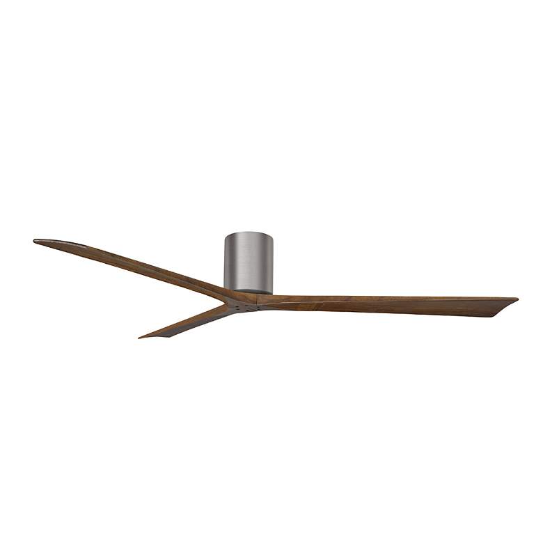 Image 2 Irene.3H 60"W 3 Blade Brushed Pewter Paddle Fan w/ Walnut Tone Blades more views