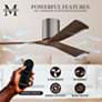 Irene.3H 60"W 3 Blade Brushed Pewter Paddle Fan w/ Walnut Tone Blades