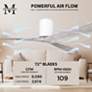 Irene.3H 60"W 3 Blade Gloss White Paddle Fan w/ Barn Wood Tone Blades