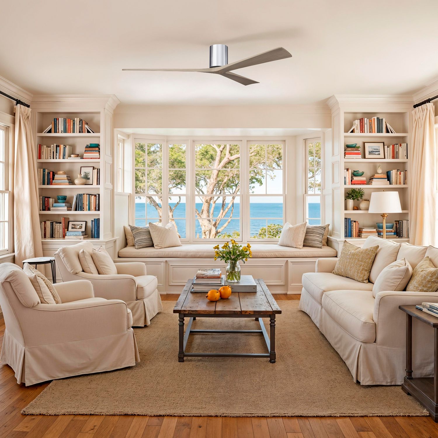 Image 5 Irene.3H 60"W 3 Blade Polished Chrome Paddle Fan w/ Gray Ash Tone Blad more views