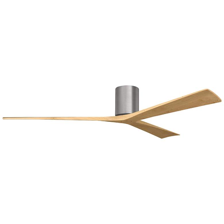 Image 1 Irene.3H 64"W 3 Blade Brushed Pewter Paddle Fan w/ Light Maple Blades