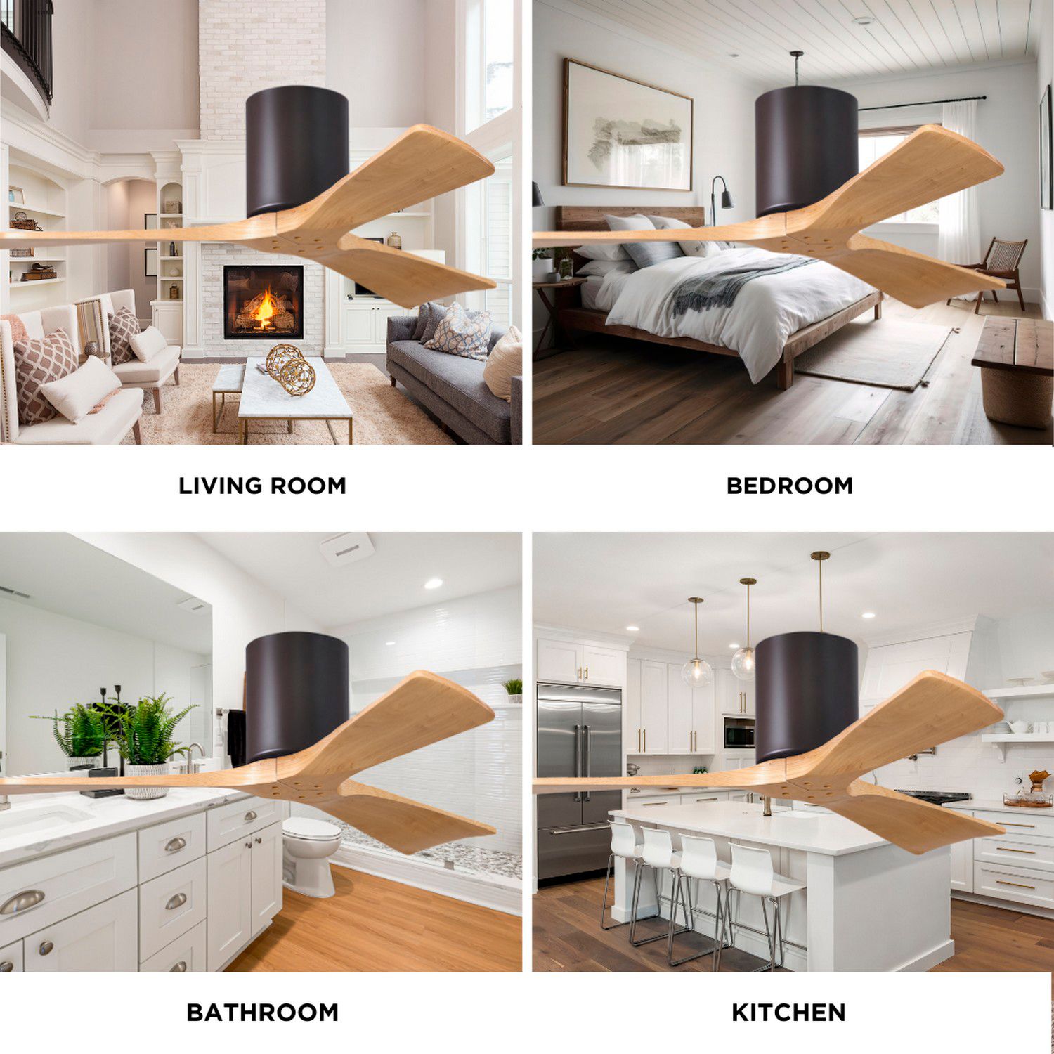 Irene.3H 64"W 3 Blade Textured Bronze Paddle Fan w/ Light Maple Blades