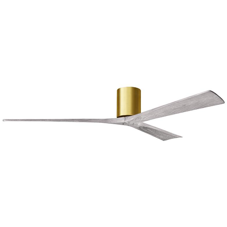 Image 1 Irene.3H 72"W 3 Blade Brushed Brass Paddle Fan w/ Barn Wood Tone Blade
