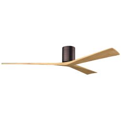 Irene.3H 72"W 3 Blade Brushed Bronze Paddle Fan w/ Light Maple Blades