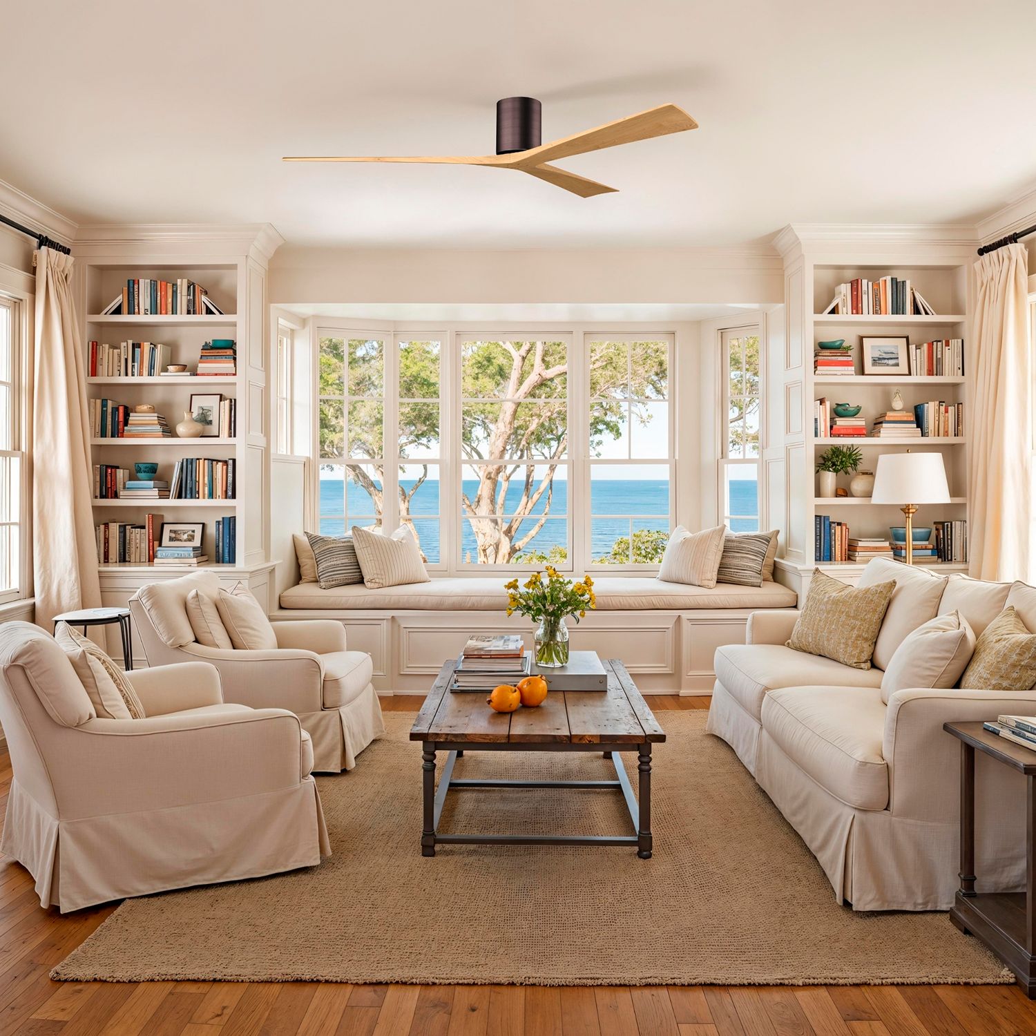 Image 5 Irene.3H 72"W 3 Blade Brushed Bronze Paddle Fan w/ Light Maple Blades more views