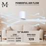 Irene.3H 72"W 3 Blade Gloss White Paddle Fan w/ Matte White Blades