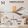 Irene.3H 72"W 3 Blade Light Maple Paddle Fan w/ Gray Ash Tone Blades