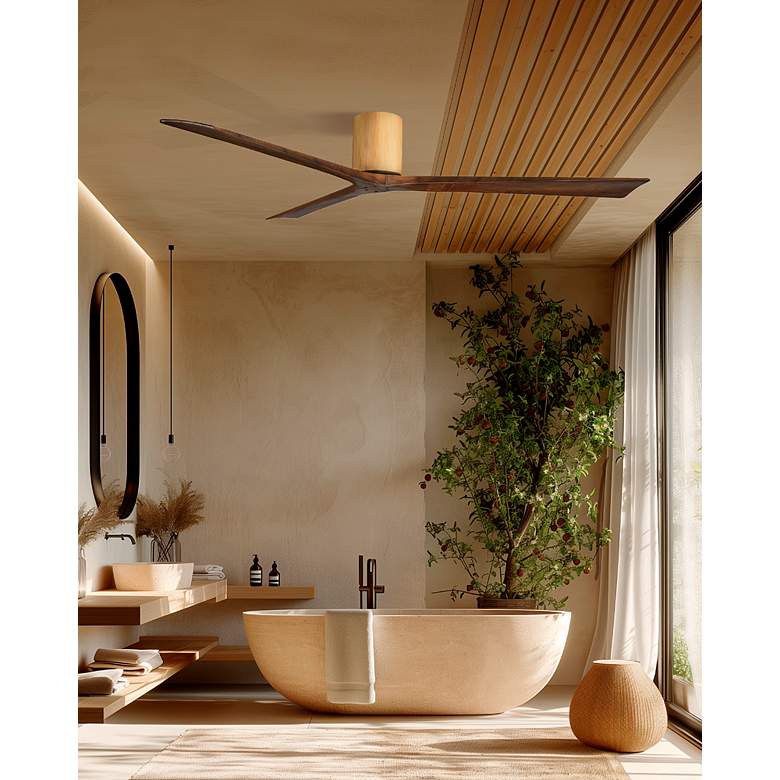 Image 5 Irene.3H 72"W 3 Blade Light Maple Paddle Fan w/ Walnut Tone Blades more views