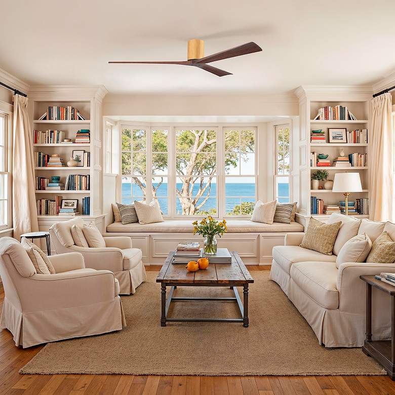 Image 6 Irene.3H 72"W 3 Blade Light Maple Paddle Fan w/ Walnut Tone Blades more views