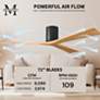 Irene.3H 72"W 3 Blade Matte Black Paddle Fan w/ Light Maple Blades