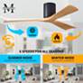 Irene.3H 72"W 3 Blade Matte Black Paddle Fan w/ Light Maple Blades