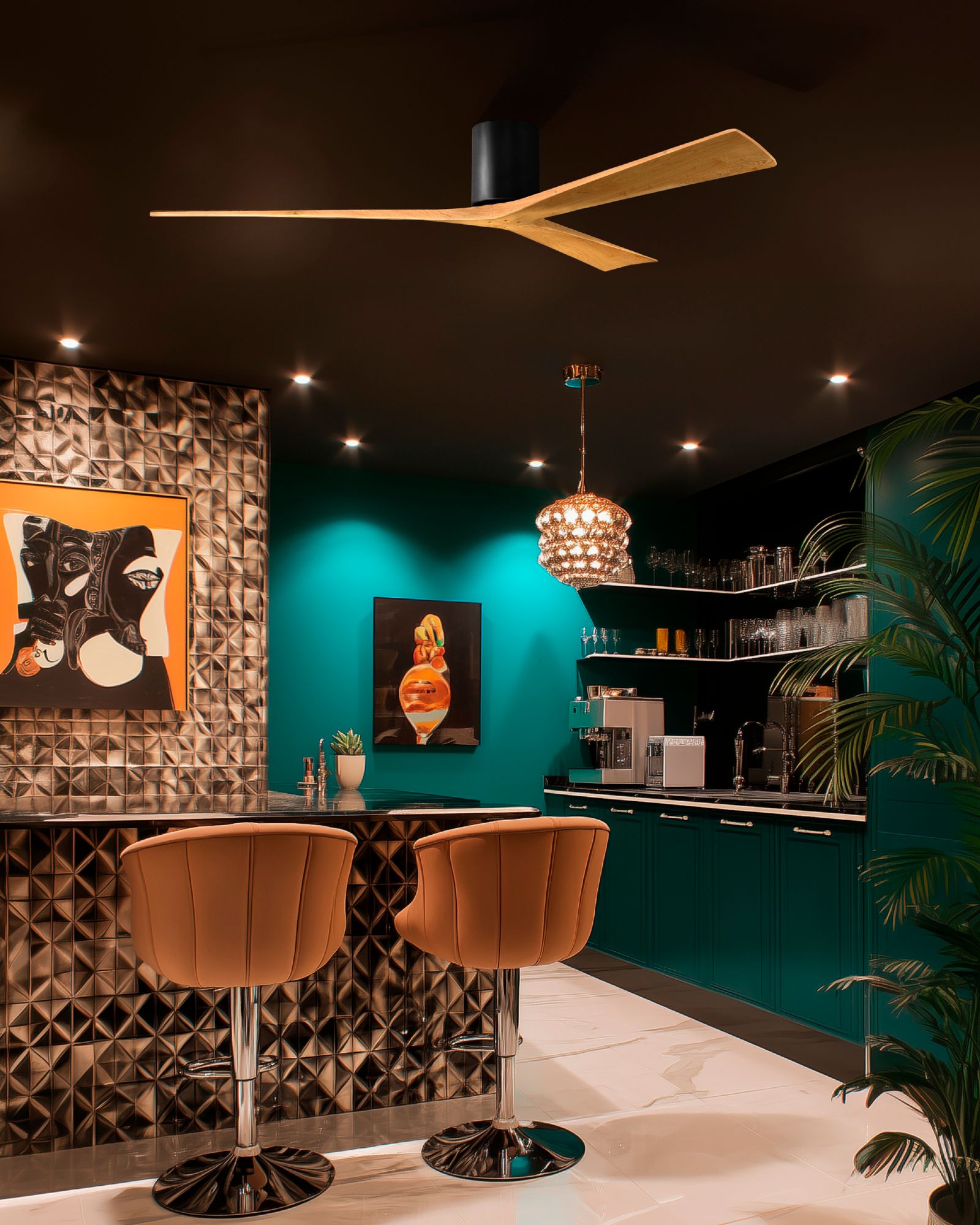 Image 5 Irene.3H 72"W 3 Blade Matte Black Paddle Fan w/ Light Maple Blades more views