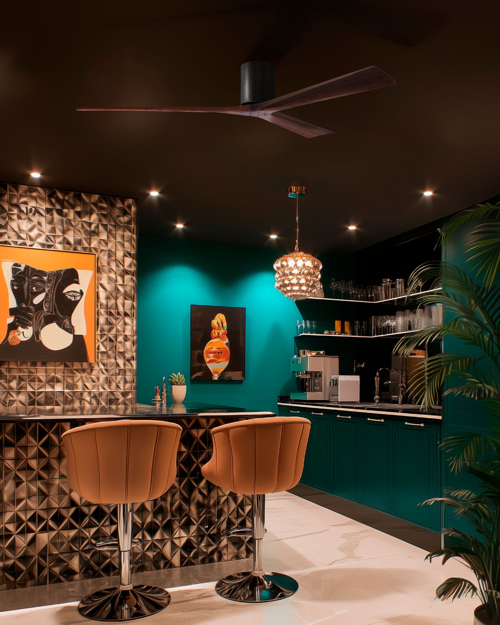 Image 5 Irene.3H 72"W 3 Blade Matte Black Paddle Fan w/ Walnut Tone Blades more views